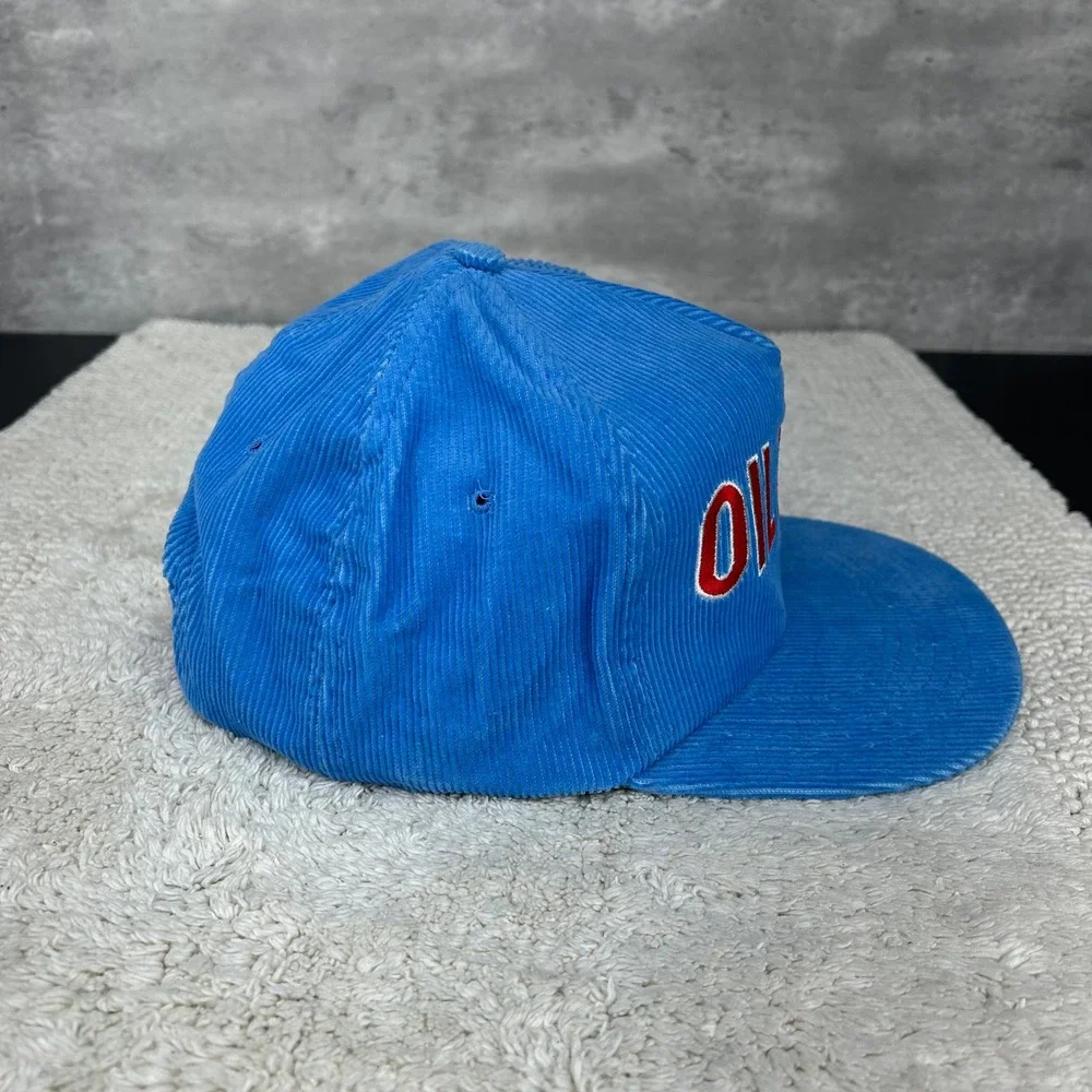 90s Vintage Houston Oilers Corduroy Snapback Hat OSFA Embroidered Starline NFL - Picture 5 of 7